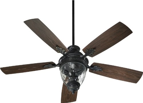 Quorum Fans 174525-995 52 Georgia Patio WET Outdoor Old World Ceiling Fan w Light and Wall Ctrl