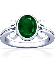 18K White Gold Oval Cut Emerald Solitaire Ring