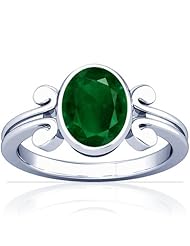 14K White Gold Oval Cut Emerald Solitaire Ring