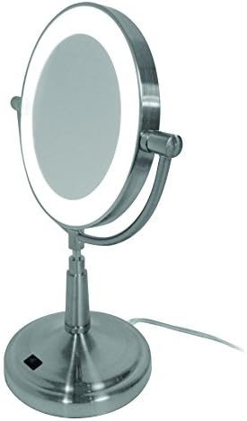 Hospitality Source LED Makeup Mirror, Compact, Brushed Nickel