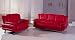 Red Leather Modern Sofa Loveseat Living Room Set
