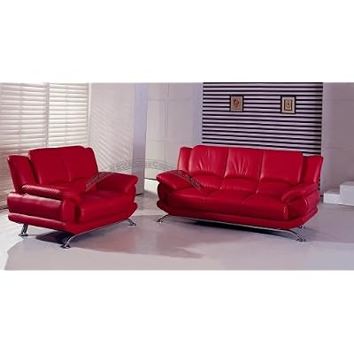 red leather couch