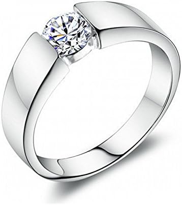 Unisex Cocktail Jewelry White Topaz Gemstones Silver Plated Wedding Rings Fashion (Men Size 8.5)