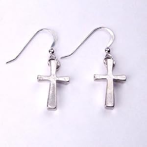 Small Cross silver dipped earrings
