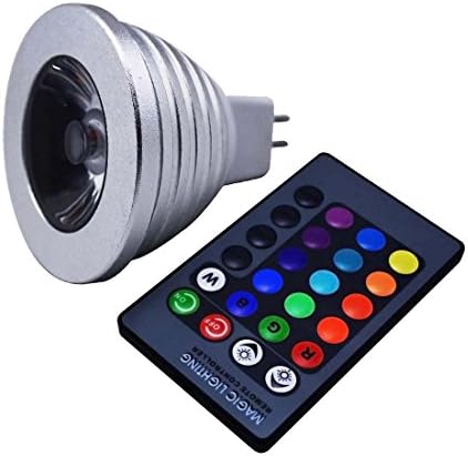 GREXISTAR 3W MR16 16 Colors Changing RGB LED Light Bulb Spot Light Bulb Lamp Lights IR Remote Control