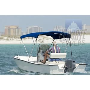 3 BOW MARINE BLUE BIMINI BOAT COVER TOP WITH ZIPPERED BOOT FITS 79-84 WIDTH BEAM BOAT COVERS by Climate Covers