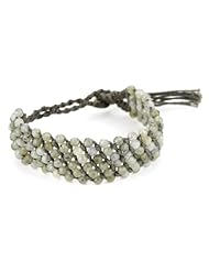 Chan Luu Semi Precious Stones on Olive Cotton Cord Cuff Bracelet