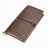 Leather Notebook Journal - Refillable, Perfect for Writing, Gifts, Fountain Pen Users, Sketching, Professional, Diary. Classic Vintage Style - by Wanderings