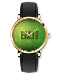 SPRAWL Aanalog Fashion Series Gold Ladies Watches of Genuine Black Leather Strap,Unique Wrist Watch for Women Girls Designed with Earth