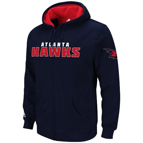 NBA adidas Atlanta Hawks Navy Blue Game Time Full Zip Hoodie Sweatshirt (XX-Large)