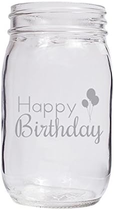 Happy Birthday-Balloons Engraved Half Pint Mason Jar (set of 72)