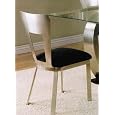 Set of 2 Metal Dining Chairs with Black Upholstered Seat in Chrome Finish
