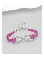 Pink Infinity Artificial Suede Leather Bracelet In White Base