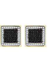 Real Diamond Earrings 0.50CTW DIAMOND MICRO PAVE EARRING Yellow-gold 10K