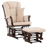 Stork Craft Custom Tuscany Espresso Finish Glider and Ottoman with Free lower lumbar pillow, Beige
