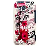 Hard Snap on Plastic With RED FLOWER ON WHITE Design Sleeve Faceplate Cover ....