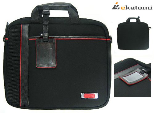 Black and Red Laptop Briefcase Bag for 15.6 inch Lenovo ThinkPad t60-2623 Notebook + An Ekatomi Hook.