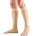 Truform 30-40 mmHg Compression Stockings for Men and Women, Knee High Length, Dot-Top, Open Toe, Beige, Medium