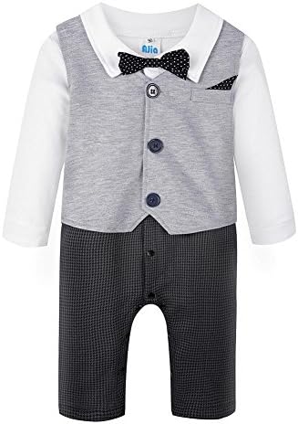 LEIDE Baby Boy's Romper 3Pcs Gentleman Formal Tuxedo Suits Clothes Set 2 Color