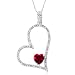 10k White Gold Heart-Shaped Created Ruby with Diamonds Heart Pendant, 18