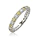 Bling Jewelry Simulated Citrine and Clear CZ Stackable Eternity Band Ring 925 Sterling Silver