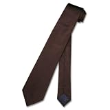 SILK Narrow NeckTie Skinny Dark CHOCOLATE BROWN Thin Men's Neck Tie