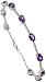 18k White Gold 7 Bracelet, w/ 0.67 Carat Round Diamonds & 3.75 Carats Oval Cut Amethyst Stones, 4mm wide