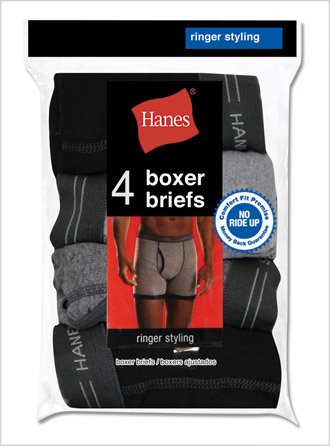 Hanes Men's Ringer Boxer Brief Fashion Assortment S