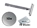 Merkur Long Handled Double Edge Safety Razor Chrome #180, with 10 Double Edge Platinum Blades, and a 10x Suction Cup Shower Mirror