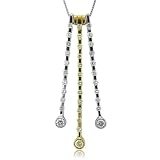 18k Two Tone Gold White and Yellow Diamond Circle Pendant Necklace 0.77 carat