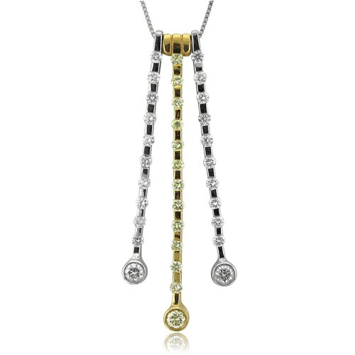 18k Two Tone Gold White and Yellow Diamond Circle Pendant Necklace 0.77 carat