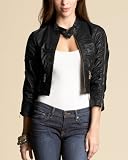 Shirred Leather Jacket - BLACK (M)
