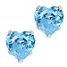 3.00 Ct .925 Sterling Silver Swiss Blue Topaz CZ Heart Shape Stud Earrings 6mm