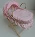 Pink Teddy Toy Dolls moses basket And Stand