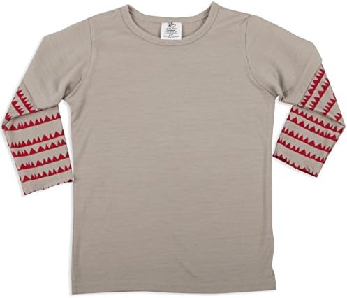 Kid Winter Boys' Merino Shirt Loungewear or Pajamas Top for Kids and Toddlers, Wheat Grey, Size 5