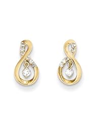 MadiK® 14k Yellow Gold Polished CZ Infinity Post Earrings