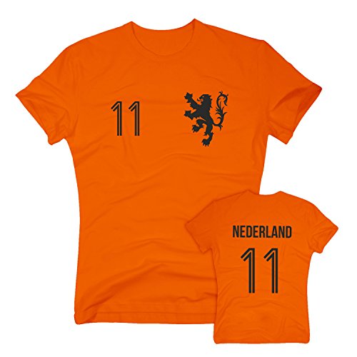 HOLLAND Trikot – Herren T-Shirt EM 2016 – mit Wunschnummer – Nederland Niederlande – von SHIRT DEPARTMENT, XL, orange