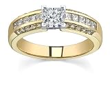 0.98 CT PRINCESS DIAMOND 18K YELLOW GOLD RING NEW