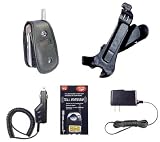 Super Accessories Lot for Motorola V260 / V262 / V265 / V266 / V276 Phone (Includes: CAR Charger, Travel Home Charger, Leather Case, Swivel Belt Clip Holster, & Antenna Booster)
