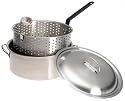 Bayou Classic 1101 10-Quart Stainless-Steel Fry Pot with Lid and Basket