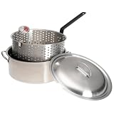 Bayou Classic 1101 10-Quart Stainless-Steel Fry Pot with Lid and Basket by 