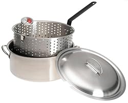 Bayou Classic 1101 10-Quart Stainless-Steel Fry Pot with Lid and Basket