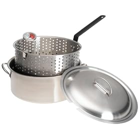 Bayou Classic 1101 10-Quart Stainless-Steel Fry Pot with Lid and Basket by Deep Fryers