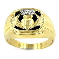 10kt Gold Men’s Onyx Claddagh Ring