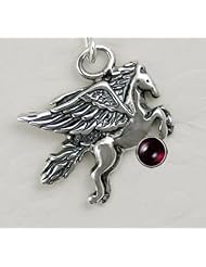A Sweet Little Pegasus Accented with a Genuine Garnet ...Jewelry Made in America