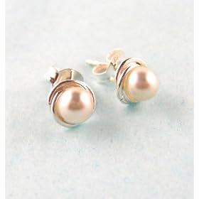 Sterling Silver Knot and Stone Post Earrings