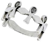 Sterling Silver Polished Ankh Cross Band Ring