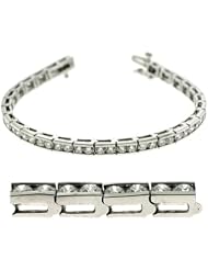 14K White Gold 5.77cttw Double Channel Set Round Diamond Tennis Bracelet