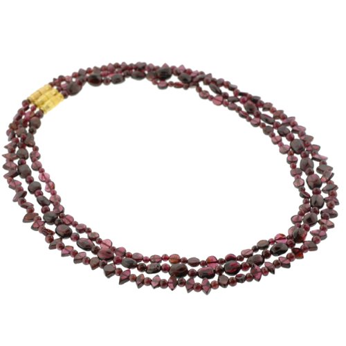 Set of 3 Garnet Fancy Bead Necklaces with Barrel Clasp - 15-16'' in Length
