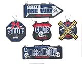 Indianapolis Colts Football Metal Street Sign Christmas Ornaments 5 Pack
